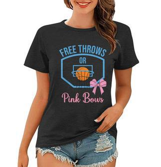 Free Throws Or Pink Bows Gender Reveal Graphic Design Printed Casual Daily Basic Women T-shirt - Thegiftio UK