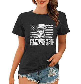 Funny Anti Biden Everything Woke Turns To Shit Funny Trump V2 Women T-shirt - Monsterry CA