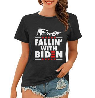 Funny Biden Falls Off Bike Joe Biden Fallin With Biden Women T-shirt - Monsterry