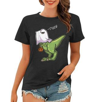 Funny Dinosaur Dressed As Halloween Ghost For Trick Or Treat Women T-shirt - Seseable