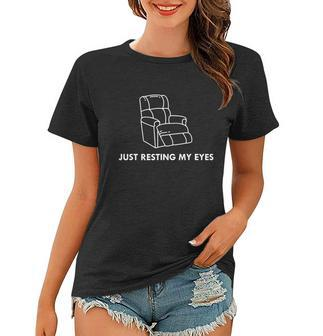 Funny Just Resting My Eyes Dad Jokes Fathers Day Women T-shirt - Monsterry