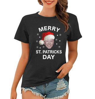 Funny President Joe Biden Merry St Patricks Day Christmas Graphic Design Printed Casual Daily Basic Women T-shirt - Thegiftio UK