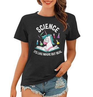 Funny Science Is Like Magic But Real Unicorn Funny Science Graphic Design Printed Casual Daily Basic Women T-shirt - Thegiftio UK