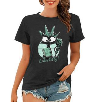 Funny Statue Of Liberty Cat | Liberkitty 4Th July Black Cat Women T-shirt - Seseable