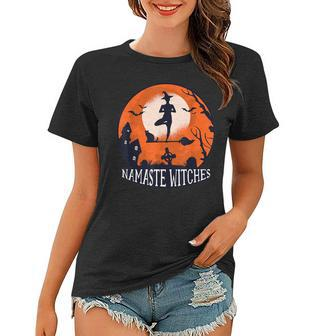 Funny Yogi Yoga Pose Witch Wicca Zen Namaste Halloween Women T-shirt - Seseable