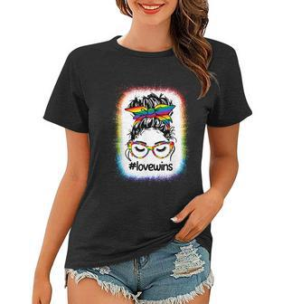 Gay Pride Messy Bun Rainbow Love Wins Lgbt Lgbtq Lesbian Women T-shirt - Monsterry