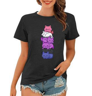 Genderfluid Pride Cat Lgbt Gender Fluid Flag Cute Cats Pile Gift Women T-shirt - Monsterry DE
