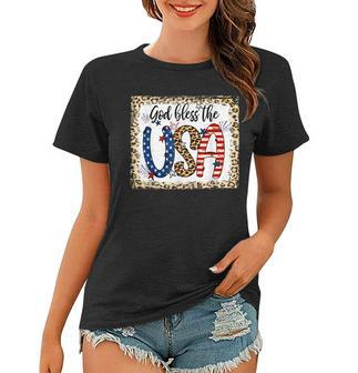 God Bless America Leopard Christian 4Th Of July Patriotic Women T-shirt - Seseable