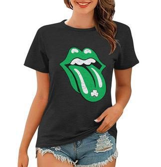 Green Lips Tongue Irish Shamrock St Patricks Day Gift Women T-shirt - Monsterry DE