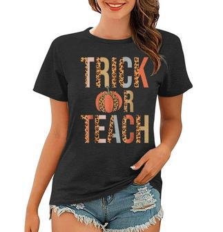 Groovy Trick Or Teach Spooky Funny Teacher Halloween Custome Women T-shirt - Thegiftio UK