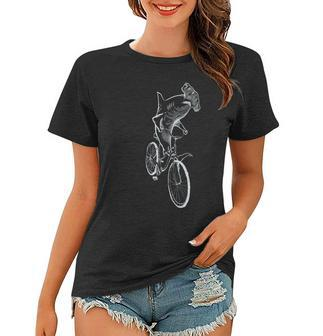 Hammerhead Shark Riding Bicycle Tshirt Women T-shirt - Monsterry CA