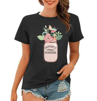 Happiness Is Being A Grandma Flower Women T-shirt - Monsterry