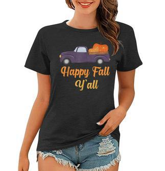 Happy Fall Yall Truck Gnomes Pumpkins Halloween Autumn V2 Women T-shirt - Seseable
