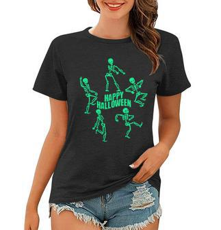 Happy Halloween Dancing Skeletons Graphic Design Printed Casual Daily Basic Women T-shirt