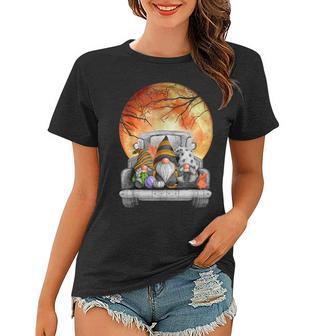 Harvest Fall Halloween Moon Gnomes Truck Bed Goth Cute Spook Women T-shirt - Seseable