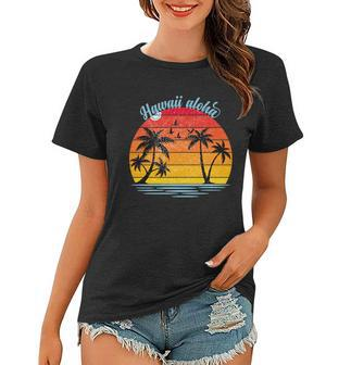 Hawaii Aloha Retro Sunset Beach Women T-shirt - Monsterry