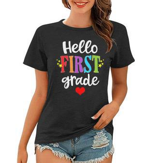 Hello 1St Grade Colorful First Grade Teacher Kids Gift Women T-shirt - Seseable