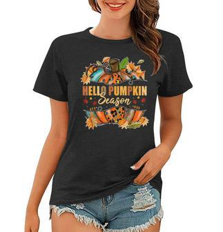 Hello Pumpkin Season Leopard Autumn Season Lovers Fall Vibes Women T-shirt - Thegiftio UK
