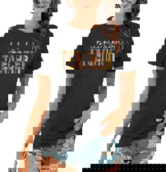 High School Teacher Leopard Fall Autumn Lovers Thanksgiving Women T-shirt - Thegiftio