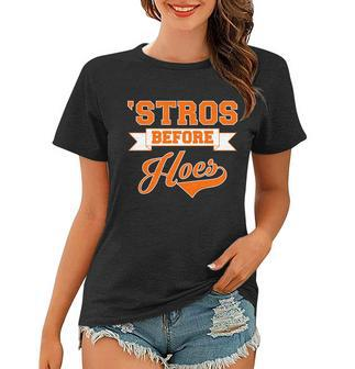 Houston Stros Before Hoes Baseball Script Tshirt Women T-shirt - Monsterry