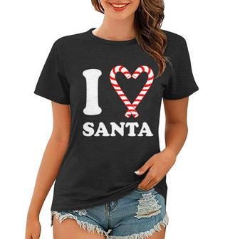 I Heart Santa Candy Cane T-Shirt Graphic Design Printed Casual Daily Basic Women T-shirt