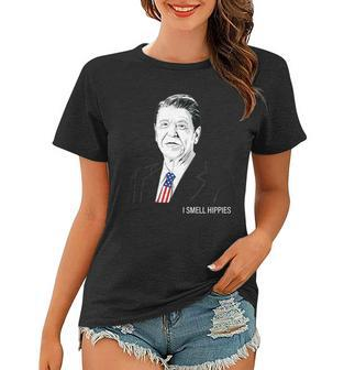 I Smell Hippies Ronald Reagan Women T-shirt - Monsterry