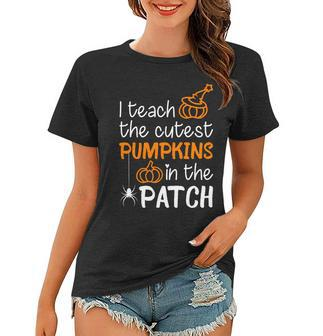 I Teach The Cutest Pumpkins In The Patch Halloween Teacher Graphic Design Printed Casual Daily Basic Women T-shirt - Thegiftio UK