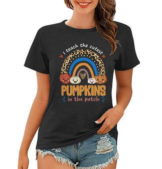 I Teach The Cutest Pumpkins In The Patch Leopard Graphic Design Printed Casual Daily Basic Women T-shirt - Thegiftio UK