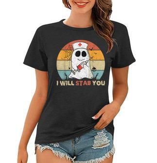 I Will Stab You Funny Nurse Ghost Halloween Funny Ghost Women T-shirt - Thegiftio UK