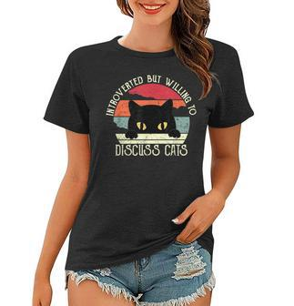 Introverted But Willing To Discuss Cats Vintage Introvert Women T-shirt - Thegiftio UK