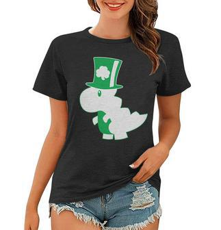 Irish T-Rex Dinosaur Clover Cute St Patricks Day Tshirt Women T-shirt - Monsterry