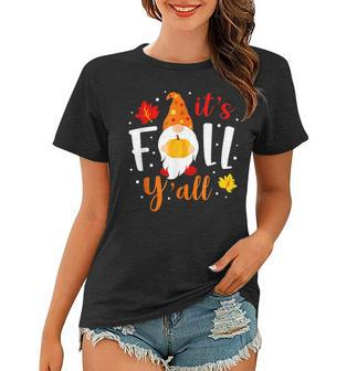 Its Fall Yall Cute Gnomes Pumpkin Autumn Tree Fall Leaves  V2 Women T-shirt