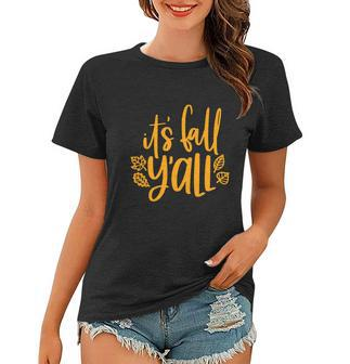 Its Fall Yall Red Leaf Pumpkin Fall Leaves Thanksgiving Graphic Design Printed Casual Daily Basic Women T-shirt