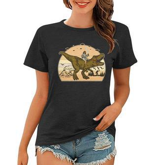 Jesus Riding T-Rex Dinosaur Funny Vintage Women T-shirt - Monsterry