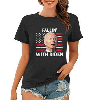 Joe Biden Falling Off Bike Fallin With Biden Women T-shirt - Monsterry
