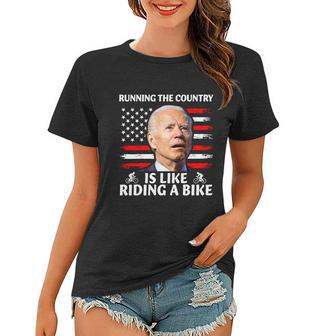 Joe Biden Falling Off Bike Running The Country Is Like Riding A Bike V3 Women T-shirt - Monsterry