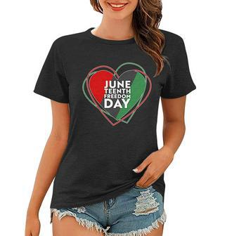 Juneteenth Freedom Day Heart Traditional Colors Women T-shirt - Monsterry