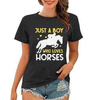 Just A Boy Who Loves Horses Kids Horse Boys Cool Gift Graphic Design Printed Casual Daily Basic Women T-shirt - Thegiftio UK