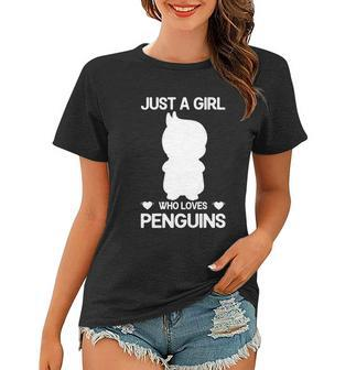 Just A Girl Who Loves Penguins Gentoo Adelie Penguin Lovers Funny Gift Women T-shirt - Monsterry