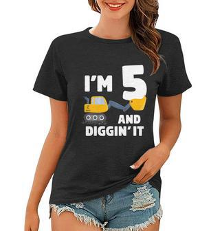 Kids Construction Truck 5Th Birthday Boy 5 Year Old Meaningful Gift Women T-shirt - Monsterry