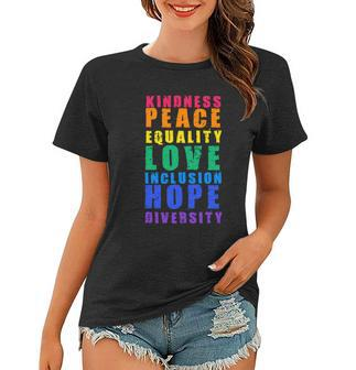 Kindness Peace Equality Love Inclusion Hope Diversity Human Rights Women T-shirt - Monsterry DE