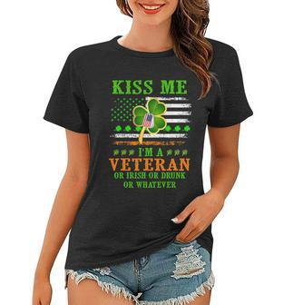 Kiss Me Im A Veteran Irish St Patricks Day Veteran Graphic Design Printed Casual Daily Basic Women T-shirt