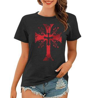 Knight Templar T Shirt - The Warrior Of God Bloodstained Cross - Knight Templar Store Women T-shirt - Seseable