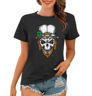 Leprechaun Irish Skull Skeleton Ginger Beard St Patricks Day Women T-shirt - Monsterry DE