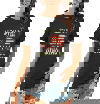 Let’S Go Brandon American Flag Veterans Vintage Graphic Design Printed Casual Daily Basic Women T-shirt - Thegiftio