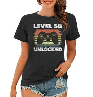 Level 50 Unlocked Funny Video Gamer 50Th Birthday  Women T-shirt
