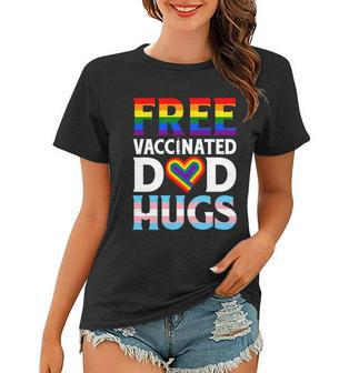 Lgbt Flag Proud Dad Free Dad Hugs Gay Lesbian Pride Rainbow Gift Women T-shirt - Monsterry