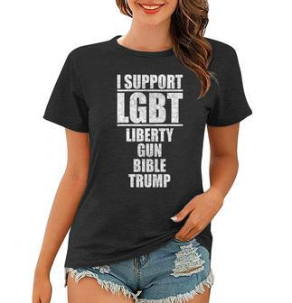 Lgbt Liberty Gun Bible Trump Women T-shirt - Monsterry