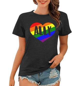 Lgbt Pride Love Ally Heart Women T-shirt - Monsterry