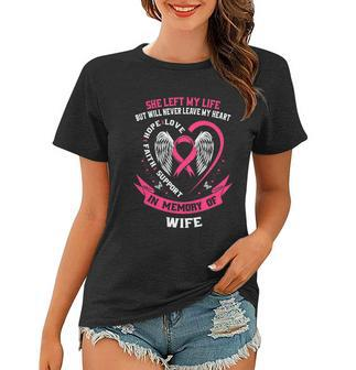 Loss Of Wife Gifts Husband Breast Cancer Awareness Memorial Graphic Design Printed Casual Daily Basic Women T-shirt - Thegiftio UK